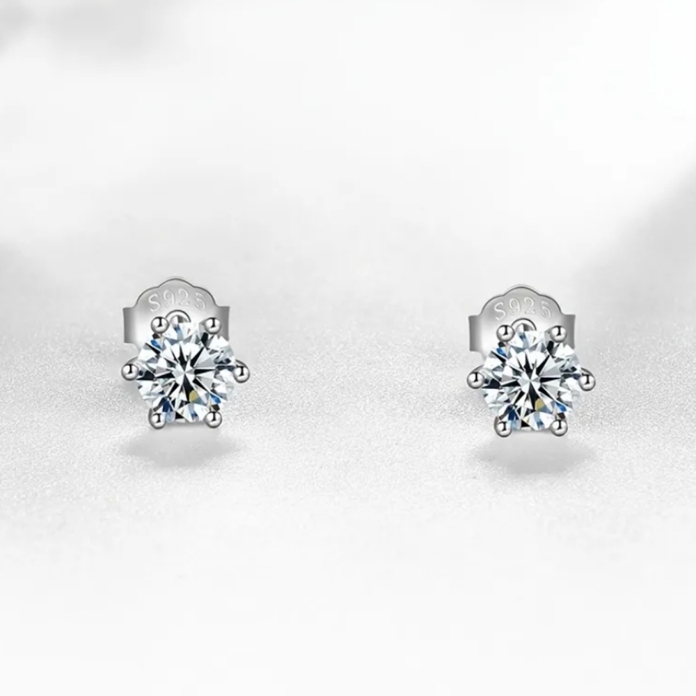 0.5 CT Diamond 6-Prong Round Stud Earrings.